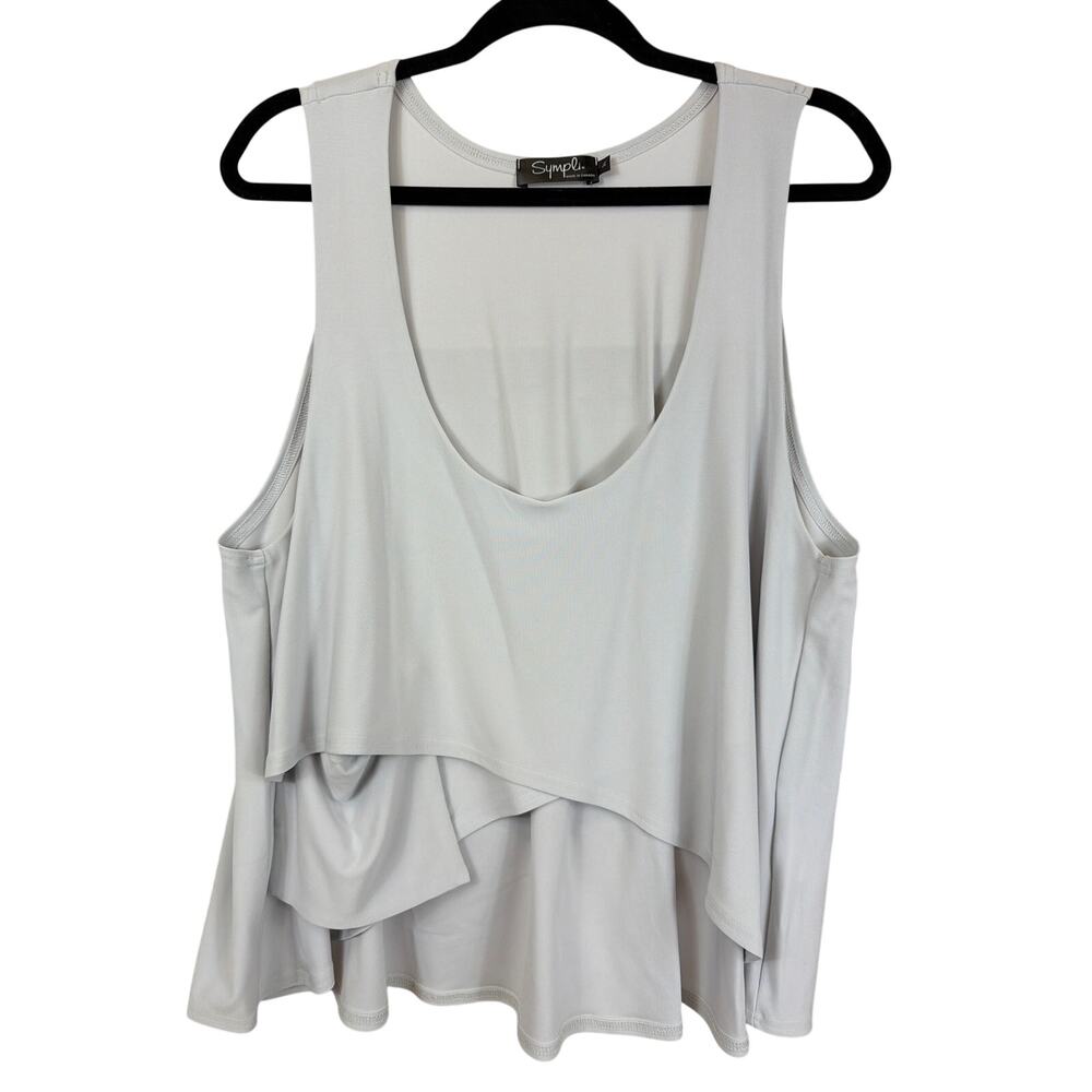 Sympli Off-White Sleeveless Ruffled Deep Scoop-Neck Top Size 14 LG